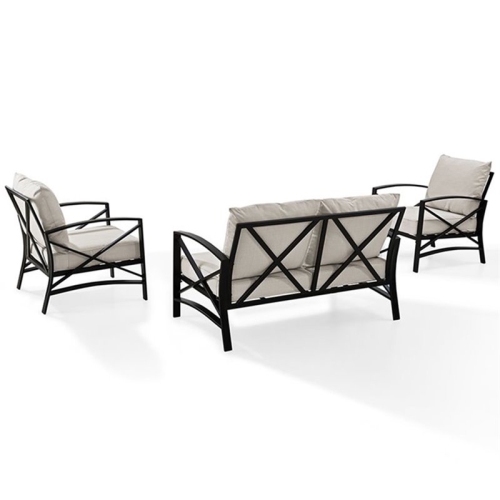 Crosley Kaplan 3 Piece Patio Sofa Set in Oil Rubbed Bronze and Oatmeal