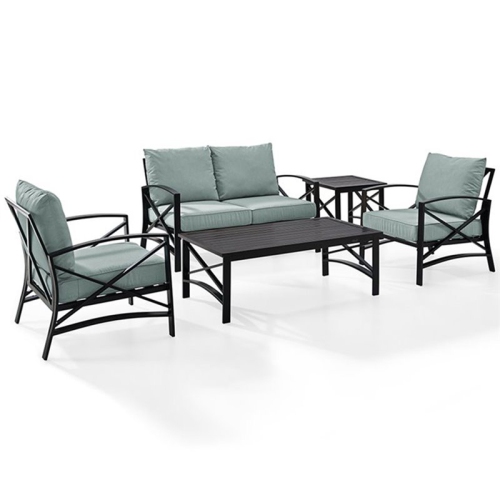 CROSLEY FURNITURE  Kaplan 5 Piece Patio Sofa Set In Oil Rubbed Bronze And Mist