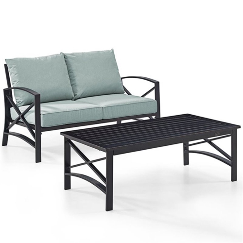 Crosley Kaplan 2 Piece Patio Sofa Set in Oil Rubbed Bronze and Mist