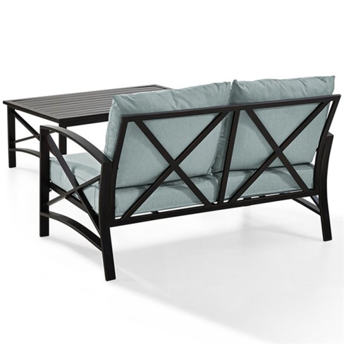 Crosley Kaplan 2 Piece Patio Sofa Set in Oil Rubbed Bronze and Mist