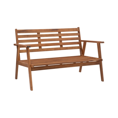 Linon Cooper Mid-Century Style Luxury Acadia Wood Outdoor Chat Set (Two Chairs, Sofa & Coffee Table) in Blue