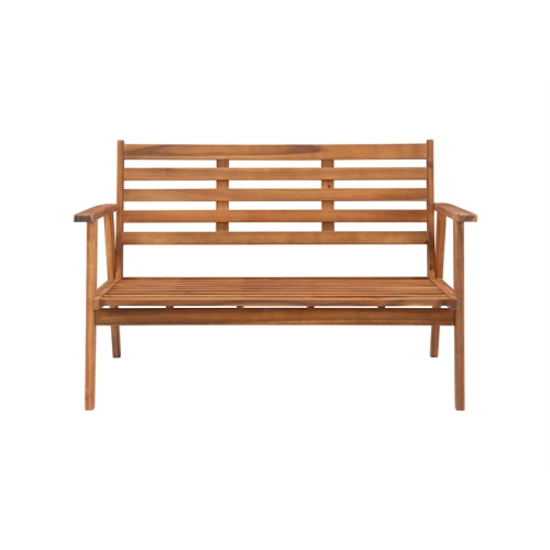 Linon Cooper Mid-Century Style Luxury Acadia Wood Outdoor Chat Set (Two Chairs, Sofa & Coffee Table) in Blue