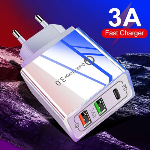 SENSEI PHOTO  Charger for Iphone 2 USB + Pd With Free Cable By Quick Charge 3.0 USB C Universal Power Adapter Travel Mobile