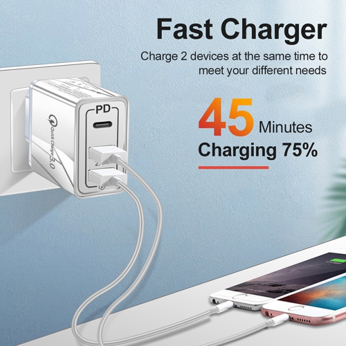 Charger for iPhone 2 USB + PD with Free Cable by Sensei Photo Quick Charge 3.0 USB C Universal Power Adapter Travel Mobile