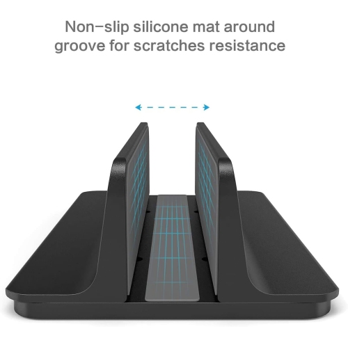 Duramex ™ Vertical Laptop Stand Desktop Aluminum Stand with Adjustable Dock, for All Major Laptops, Black