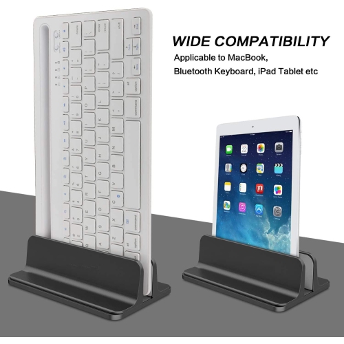 Duramex ™ Vertical Laptop Stand Desktop Aluminum Stand with Adjustable Dock, for All Major Laptops, Black