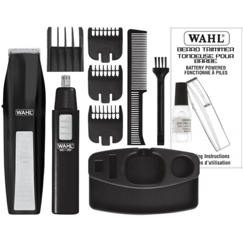 WAHL - Set of 11 Pieces, Battery Beard Trimmer and Nose and Ear Trimmer, Gray