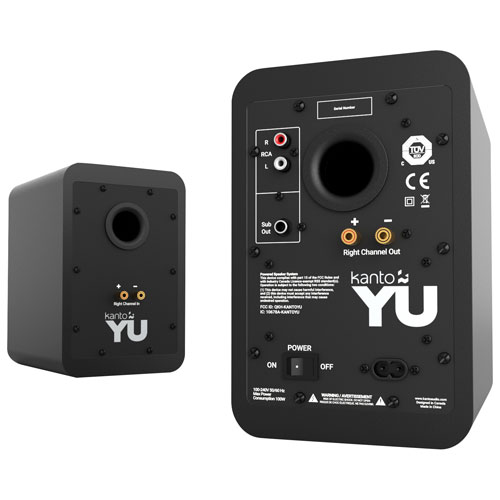 Kanto YU 140-Watt Bookshelf Speaker - Pair - Matte Black Vinyl - Only at Best Buy