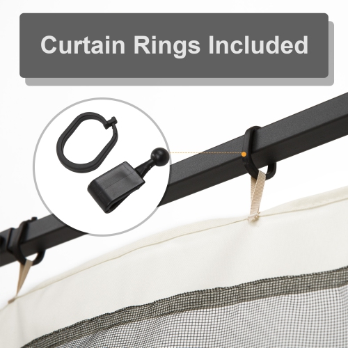 Outsunny Replacement Mosquito Netting for Gazebo 10' x 10' Black Screen Walls for Canopy with Zippers for Parties and Outdoor Activities, Cream White