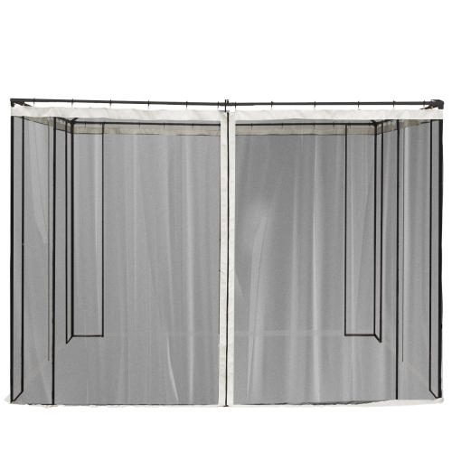Outsunny Replacement Mosquito Netting for Gazebo 10' x 10' Black Screen Walls for Canopy with Zippers for Parties and Outdoor Activities, Cream White