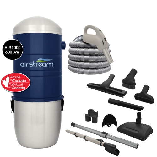 Airstream AIR1000 central vacuum 600 Airwatts with Electric attachment kit - 35 ft.