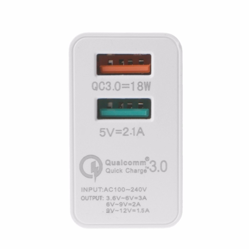 axGear QC 3.0 USB AC Fast Charger 2 Port Universal Wall Quick Charging Travel Plug