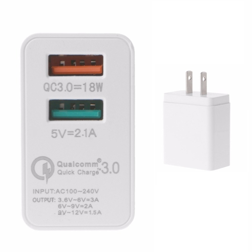 axGear QC 3.0 USB AC Fast Charger 2 Port Universal Wall Quick Charging Travel Plug