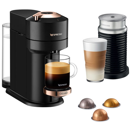 Nespresso Vertuo Next Premium Coffee & Espresso Machine by De'Longhi with Aeroccino - Rose Gold