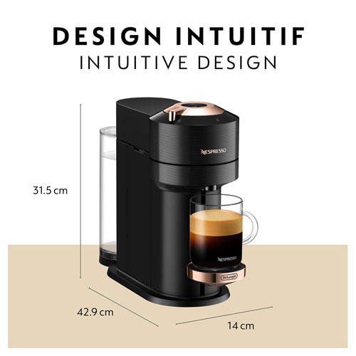 Nespresso Vertuo Next Premium Coffee & Espresso Machine by De'Longhi with Aeroccino - Rose Gold