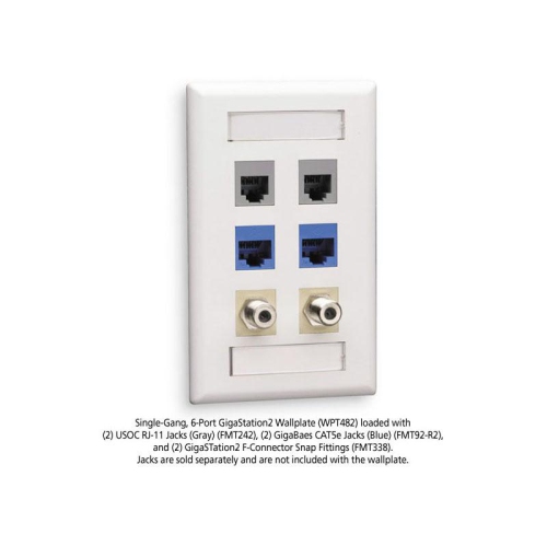 BLACK BOX  Box Tion2 Wallplate, 6-Port Single-Ga Wpt482 (Wpt482)