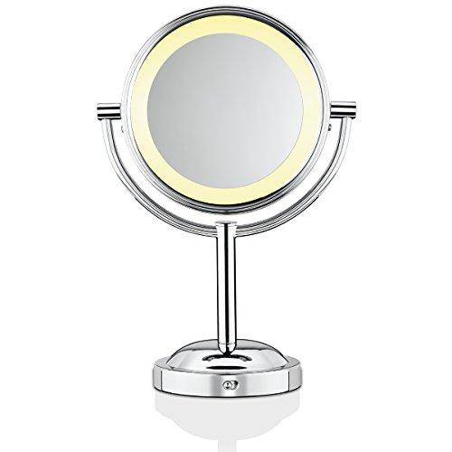 Conair TGBE4RC Bilateral Soft Lighting, 1x/5x Magnification Makeup Mirror Plug In Or Battery Operated Chrome Finish