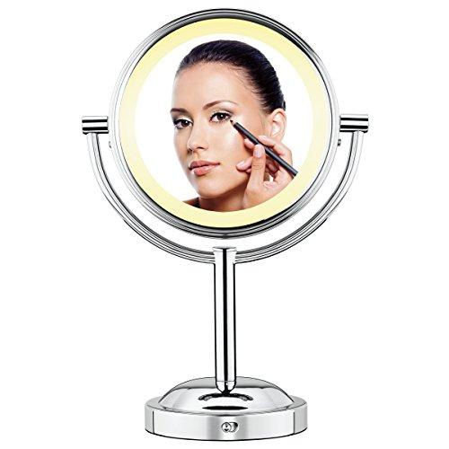 Conair TGBE4RC Bilateral Soft Lighting, miroir grossissant 1x/5x, à brancher ou à pile, fini chromé