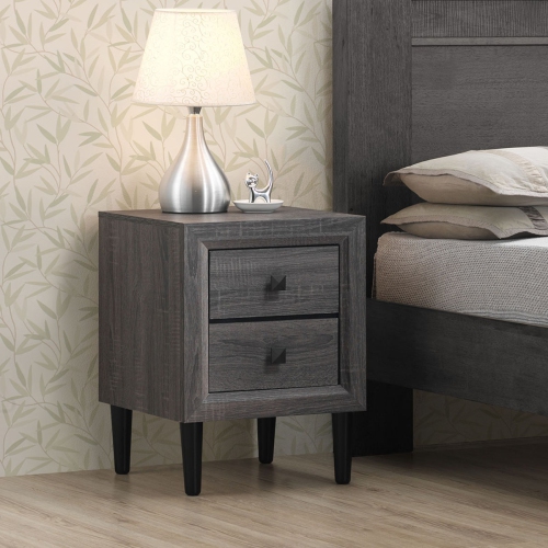 Costway 2PCS Nightstand W/2 Drawer Multipurpose Retro Grey Bedside Table Fully Assembled