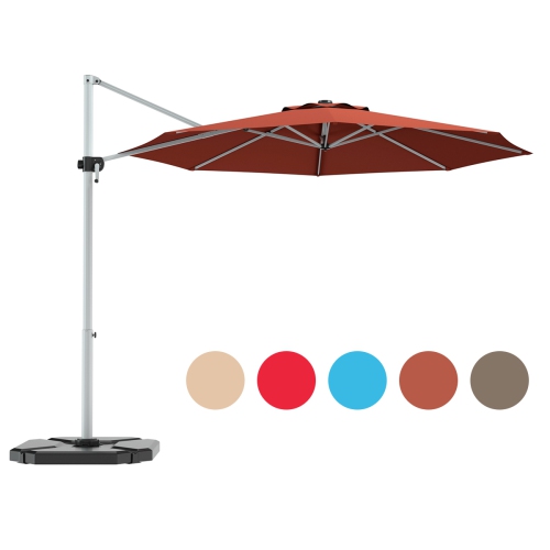 Gymax 11Ft Patio Offset Hanging Cantilever Umbrella w/ 360° Tilt Base