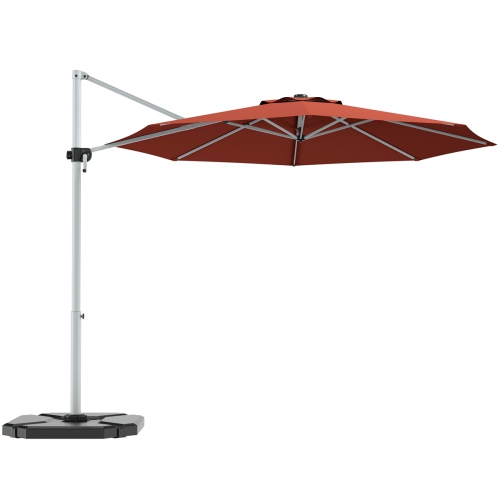 Gymax 11Ft Patio Offset Hanging Cantilever Umbrella w/ 360° Tilt Base