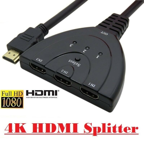 Cablevantage 3 Port HDMI Splitter Cable 1080P Switch Switcher HUB Adapter  for HDTV PS4 Xbox