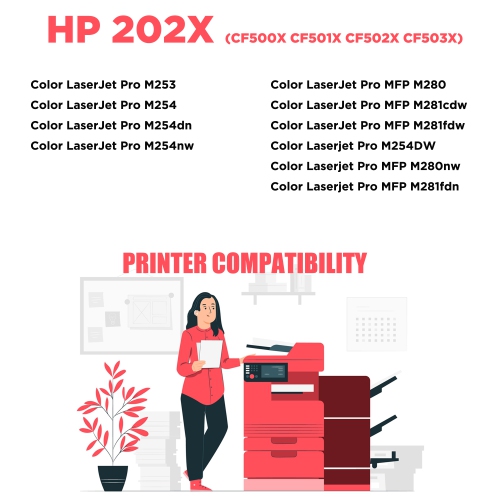 Printer Pro™ HP 202X Magenta Toner Cartridge -HP Printer Laserjet M253/M254/MFP M281fdw/M280