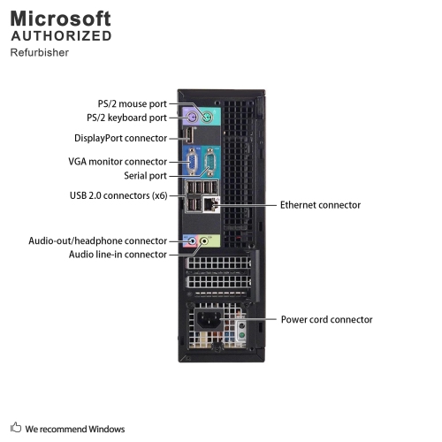 Refurbished - Dell OptiPlex 790 SFF, Intel Quad Core i5 2400 up to 3.4 GHz, 16G DDR3, 512G SSD, WiFi, BT, DVD, W10P64 (EN/FR/ES)