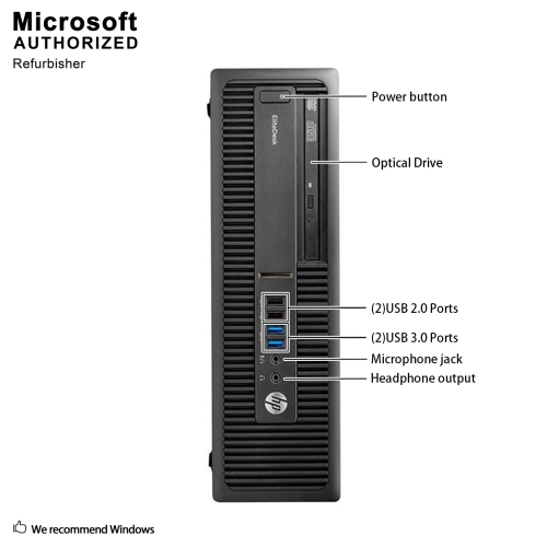 Refurbished - HP ProDesk 600 G1 SFF, Intel Quad Core i5 4590 up to 3.7GHz, 12G DDR3, 500G, WiFi, BT, Win10 Pro 64 Bit (EN/FR/ES)