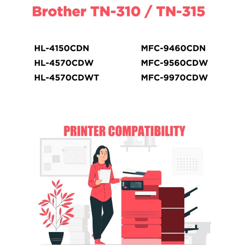 Printer Pro™ 2 PACK Brother TN315(TN-315)/TN315 Black Toner Cartridge-Brother PrinterHL-4150/4570/MFC-9460/9560/9970