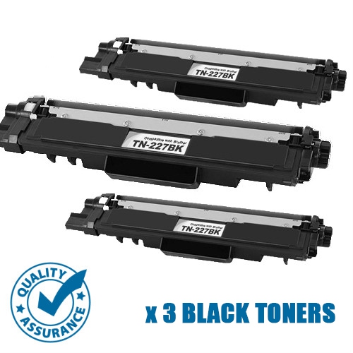 Printer Pro™ 3 PACK Brother TN227/TN-227/TN223 Black Toner Cartridge-Borther Printer MFC-L3710/L3750/HL-L3210/L3230/L3270