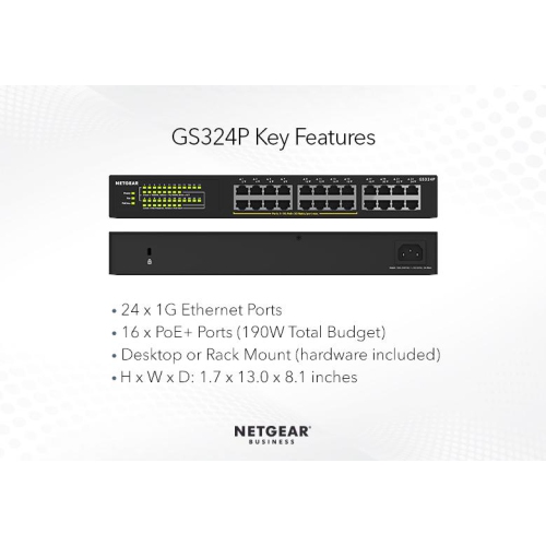 Netgear 24-Port Gigabit PoE+ Compliant Unmanaged Switch -