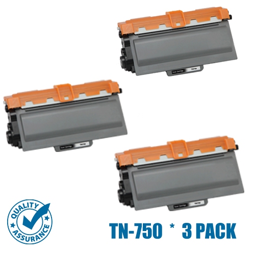 Printer Pro™ 3 Pack Brother TN750/TN-750/TN720 Black Toner Cartridge-Brother Printer DCP-8050/8080DN/HL-5340D/5380/MFC-8680DN