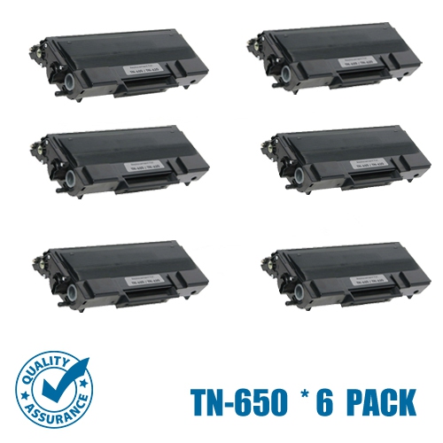 Printer Pro™ 6 Pack Brother TN650/TN-650/TN620 Black Toner Cartridge-Brother Printer DCP-8050/8080DN/HL-5340D/5380/MFC-8680DN