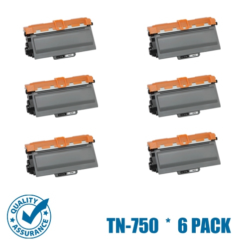 Printer Pro™ 6 Pack Brother TN750/TN-750/TN720 Black Toner Cartridge-Brother Printer DCP-8050/8080DN/HL-5340D/5380/MFC-8680DN