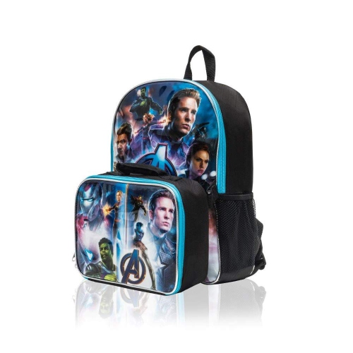 Marvel Avengers 15 inch Shoulder School Backpacking Backpack with Lunch Bag for Kids