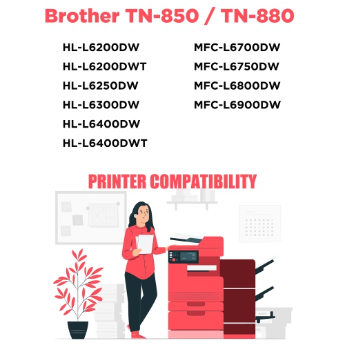 Printer Pro™ 8 Pack Brother TN880/TN-880/880 Black Toner Cartridge-Brother Printer -MFC-L5700 MFC-L5850 MFC-L6700