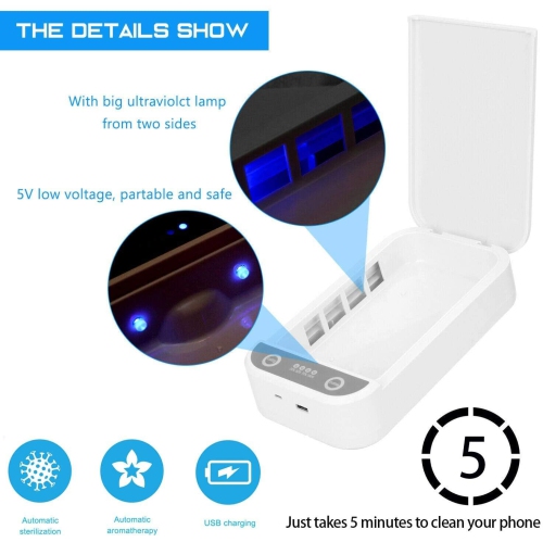 9W Boîte de stérilisation UV haute efficacité Portable Antibactérien LED UV-C Boîte de désinfection de lumière pour sucette Jouets Masques