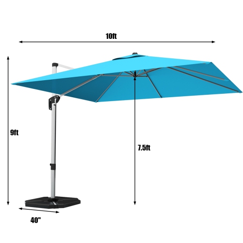 Gymax 10 Ft Square Offset Hanging Patio Umbrella 360 Degree Tilt