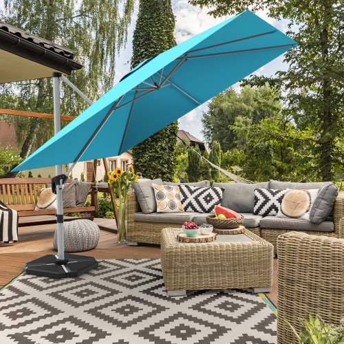 Gymax 10 Ft Square Offset Hanging Patio Umbrella 360 Degree Tilt