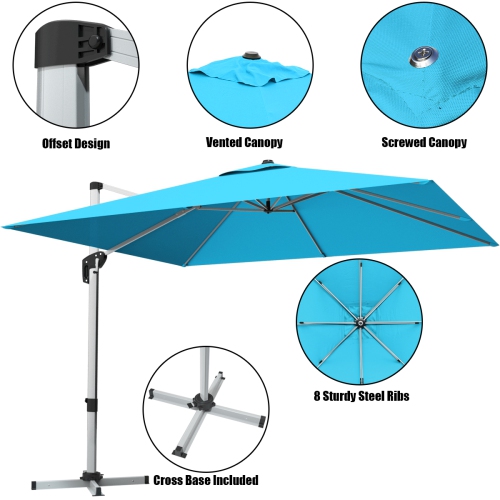 Gymax 10 Ft Square Offset Hanging Patio Umbrella 360 Degree Tilt