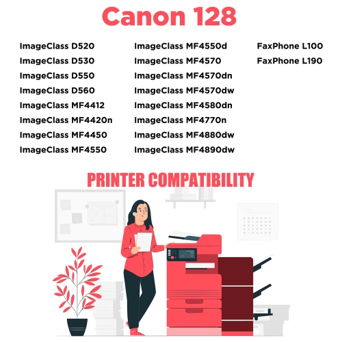 Printer Pro™ 3 Pack Canon 128/Canon-128/128 Black Toner Cartridge -Canon Printer MF4400/4450/4412/4420/4550/4570