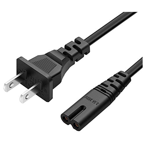 TV Power Cord 6Ft Cable for Samsung LG TCL Sony: UL Listed 2 Prong AC Wall Plug 2-Slot LED LCD Insignia Sharp Toshiba