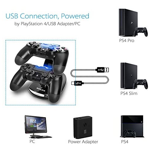BONUSIS PS4 Controller -Dual USB Simultaneous Charger / Charging Dock Cradle Stand Accessory for Sony PS4 Control