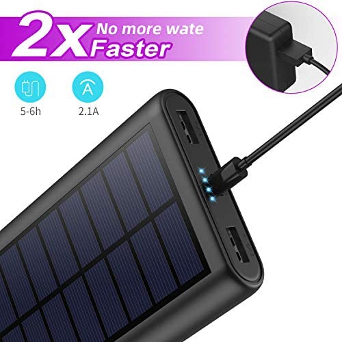 Solar Charger 26800mah, Kilponen Solar Power Bank Portable Charger High Capacity Solar Phone Charger External Backup