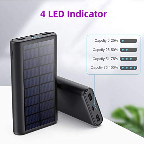 Solar Charger 26800mah, Kilponen Solar Power Bank Portable Charger High Capacity Solar Phone Charger External Backup