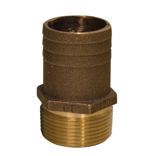 GROCO  1-1/4" Npt X 1-1/2" Bronze Full Flow Pipe to Hose Straight Fitting