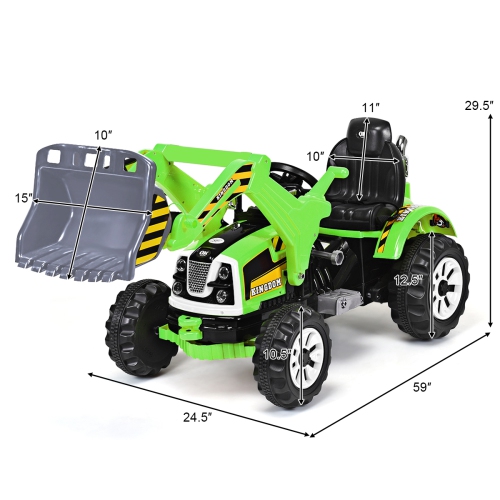 Costway Kids Ride On Excavator Truck 12V Battery Powered Front Loader Digger