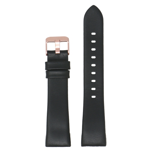 STRAPSCO  Smooth Leather Watch Band Strap for Fitbit Charge 4 - (Rose Gold Buckle) In Black