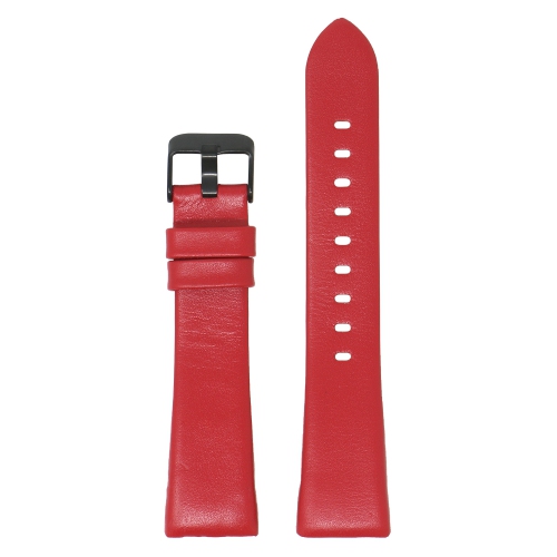 STRAPSCO  Smooth Leather Watch Band Strap for Fitbit Charge 4 - (Black Buckle) In Red